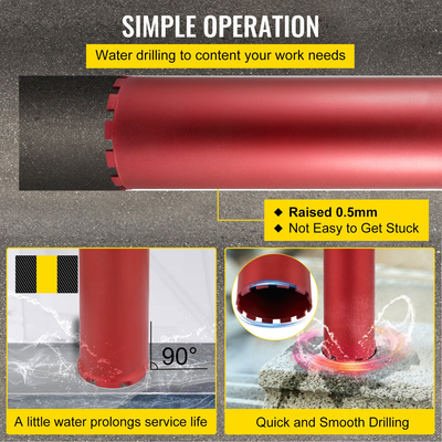Τρυπάνι VEVOR Diamond Core, 6&quot;/152mm διάμετρος τρυπάνι πυρήνα, 14&quot;/355mm τρυπάνι πυρήνα σκυροδέματος, 5/8&quot;-11 τρυπάνι πυρήνα σπειρώματος, ξηρό/υγρό τρυπάνι με λεπίδα, διαμαντένιο τρυπάνι υγρού πυρήνα για σκυρόδεμα Τούβλο