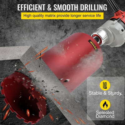 VEVOR Diamond Core Drill, 8&quot;/203mm Diameter Drill Drill, 14&quot;/355mm Concrete Core Drill Drill, 5/8&quot;-11 Thread Core Bit, Dry/Wet Drill Drill with a Lade, Diamond Wet Coring Bit for Concrete Brit
