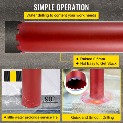 VEVOR Diamond Core Drill, 8&quot;/203mm Diameter Drill Drill, 14&quot;/355mm Concrete Core Drill Drill, 5/8&quot;-11 Thread Core Bit, Dry/Wet Drill Drill with a Lade, Diamond Wet Coring Bit for Concrete Brit