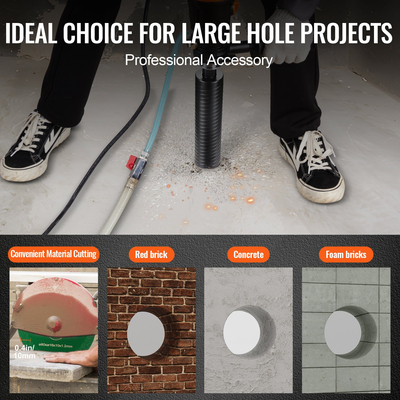 Τρυπάνι πυρήνα VEVOR, 2,5&quot; Τρυπάνια με πυρήνα διαμαντιού για τούβλα και μπλοκ, τρυπάνι πυρήνα σκυροδέματος με προσαρμογέα μύτης πιλότου και λεπίδα πριονιού, βάθος διάτρησης 9,5&quot;, Εσωτερικό σπείρωμα 5/8&quot;-11, συγκόλληση με λέιζερ