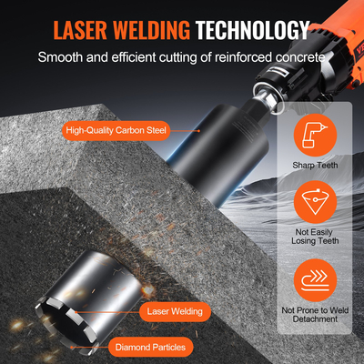 Τρυπάνι πυρήνα VEVOR, 4,25&quot; Τρυπάνια με πυρήνα υγρού διαμαντιού, τρυπάνι πυρήνα σκυροδέματος βάθους 14&quot; με λεπίδα πριονιού, 1-1/4&quot;-7 Εσωτερικό σπείρωμα, Συγκόλληση με λέιζερ, Διαμαντένιο τρυπάνι υγρού πυρήνα για τούβλο σκυροδέματος