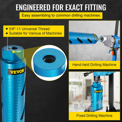 Τρυπάνι VEVOR Core, 2&quot; / 50,8 mm Διάμετρος 5/8&quot;-11 με σπείρωμα, 9,5&quot; / 241,3 mm Βάθος Διαμαντένιο Εργαλείο οπής με οπή οπής με πιλότο &amp; λεπίδα 4,5&quot;, Τρύπες τοιχοποιίας για σκληρό σκυρόδεμα Brick and Blo