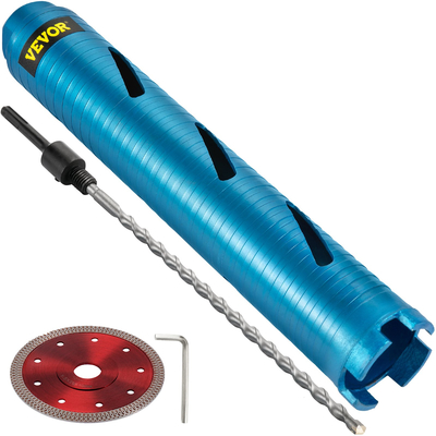 Τρυπάνι VEVOR Core, 2&quot; / 50,8 mm Διάμετρος 5/8&quot;-11 με σπείρωμα, 9,5&quot; / 241,3 mm Βάθος Διαμαντένιο Εργαλείο οπής με οπή οπής με πιλότο &amp; λεπίδα 4,5&quot;, Τρύπες τοιχοποιίας για σκληρό σκυρόδεμα Brick and Blo