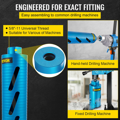 Τρυπάνι ξηρού πυρήνα VEVOR, 3&quot; / 76,2 χιλιοστά διάμετρος 5/8\&quot;-11 Κόμηλο με πιλοτικό τρυπάνι &amp; 4,5&quot; λεπίδα, 9,5&quot; / 241,3 χιλιοστά Βάθος Εργαλείο οπής με διαμάντι, πριόνια οπής τοιχοποιίας για σκληρό Τούβλο από σκυρόδεμα και Β