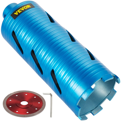 VEVOR Diamond Core Drill, 4&quot;/101mm Diameter Core Drill Drill, 9,5&quot;/241mm Concrete Core Drill Drill, 5/8\&quot;-11 Thread Core Bit, Dry/Wet Drill Drill Bit with a Lade, Diamond Wet Coring Bit for Concrete
