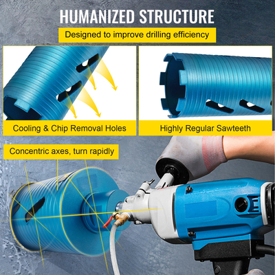 Τρυπάνι VEVOR Core, 4 \&quot; /101,6 mm Διάμετρος 5/8\&quot; - 11 Arbor με πιλότο &amp; 4,5 \&quot; λεπίδα, 9,5\&quot; /241,3mm Βάθος Diamond Dry Coring Bore Tool, Story Hole Saw Bits for Hard Τούβλο από σκυρόδεμα και Β