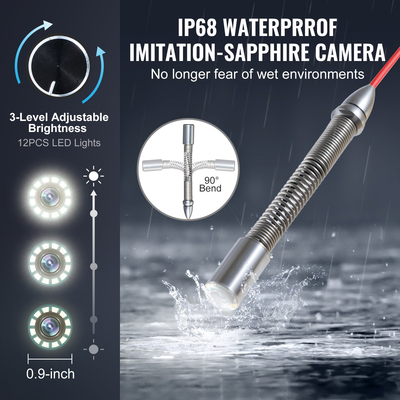 VEVOR Sewer Camera 328 ft/100m Αυτοεπιπεδούμενη κάμερα αποχέτευσης με οθόνη αφής 10,1