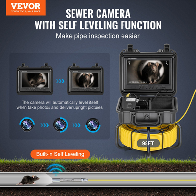 VEVOR Sewer Camera 98 ft/30m Αυτοεπιπεδούμενη κάμερα αποχέτευσης με οθόνη 9&quot; 36X Zoom