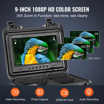 VEVOR Sewer Camera 98 ft/30m Αυτοεπιπεδούμενη κάμερα αποχέτευσης με οθόνη 9&quot; 36X Zoom