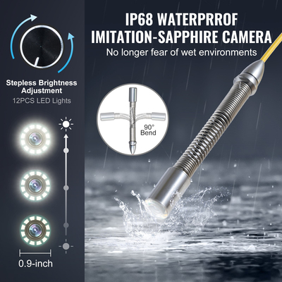 VEVOR Sewer Camera 165 ft/50m Αυτοεπιπεδούμενη κάμερα αποχέτευσης με οθόνη 9&quot; 36X Zoom