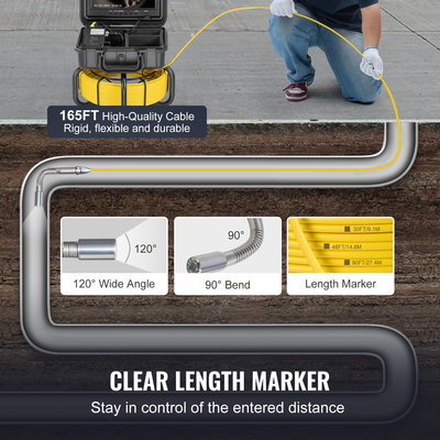 VEVOR Sewer Camera 165 ft/50m Αυτοεπιπεδούμενη κάμερα αποχέτευσης με οθόνη 9&quot; 36X Zoom