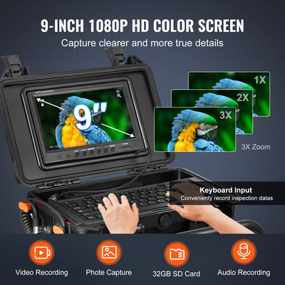 VEVOR Sewer Camera 165 ft/50m Αυτοεπιπεδούμενη κάμερα αποχέτευσης με πομπό 512 Hz