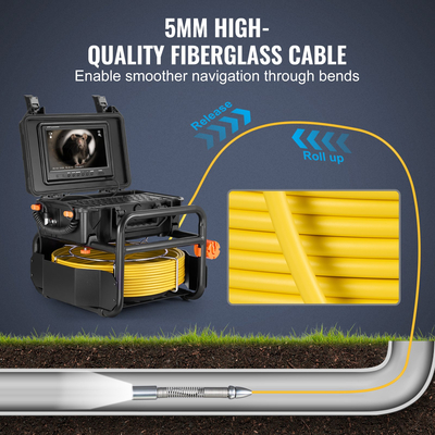 VEVOR Sewer Camera 230 ft/70m Αυτοεπιπεδούμενη κάμερα αποχέτευσης με πομπό 512 Hz