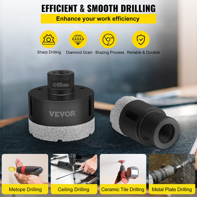 VEVOR Diamond Drill Bits 6PCS Diamond Hole Saw 20/35/40/50/55/68mm Tile Hole Saw Kit Vecuum Brazed Diamond Drill Drill Bit 0,59in/15mm Segment Tile Hole Saw w Θήκη αποθήκευσης για κεραμική μαρμελάδα από κεραμίδια