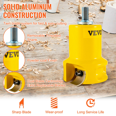 VEVOR Tenon Cutter, 1\&quot;/25,4mm &amp; 2\&quot;/50,8mm, με διπλές καμπύλες λεπίδες &amp; βίδες με κουμπιά Home Master Kit, Premium κόφτη επίπλων από αλουμίνιο &amp; ατσάλι, Εμπορικό εργαλείο για αρχάριους για το σπίτι DIY