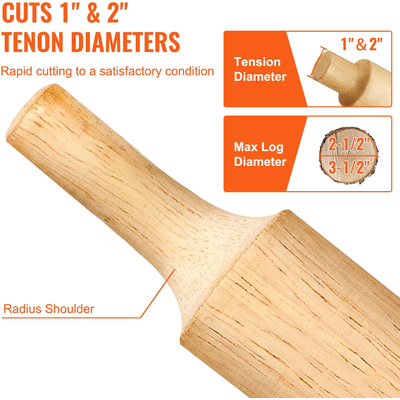 VEVOR Tenon Cutter, 1\&quot;/25,4mm &amp; 2\&quot;/50,8mm, με διπλές καμπύλες λεπίδες &amp; βίδες με κουμπιά Home Master Kit, Premium κόφτη επίπλων από αλουμίνιο &amp; ατσάλι, Εμπορικό εργαλείο για αρχάριους για το σπίτι DIY