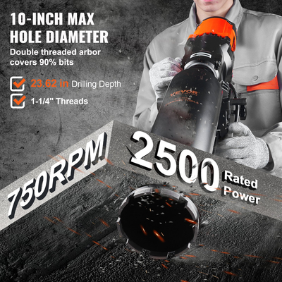 VEVOR Πυρήνας διαμαντιού Τρυπάνι Μηχανή Σκυρόδεμα Core Τρυπάνι Rig Casters 3200W 750RPM