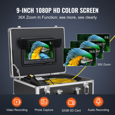 VEVOR Sewer Camera 165 ft Αυτοεπιπεδούμενη κάμερα αγωγού με 512Hz Locator 36X Zoom