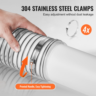 VEVOR 4&#039;&#039; x 20&#039; Dust Collection Hose Thickened PVC Flexible Clear Hose