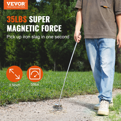 VEVOR Telescoping Magnetic Sweeper Pickup Tool, Handheld Screws Parts Finder με 15,9 kg ικανότητα έλξης, ανασυρόμενη λαβή 210-845 mm με ισχυρό μαγνήτη, καρφιά βίδες, μεταλλικά μέρη