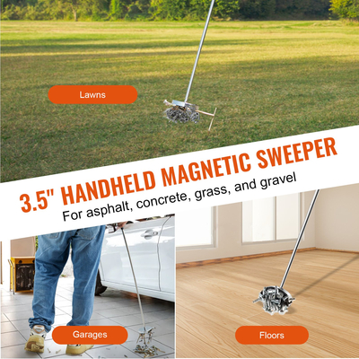 VEVOR Telescoping Magnetic Sweeper Pickup Tool, Handheld Screws Parts Finder με 15,9 kg ικανότητα έλξης, ανασυρόμενη λαβή 210-845 mm με ισχυρό μαγνήτη, καρφιά βίδες, μεταλλικά μέρη