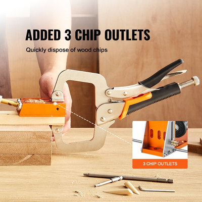 VEVOR Pocket Hole Jig Kit, 34 τμχ Pocket Hole Jig System με 11&quot; C-clamp, Εξάρτημα, Step Drills, κλειδιά, Drill Stop Rings, Square Drive Bits, Toolbox, for DIY Carpentry Projects, Ρυθμιζόμενο