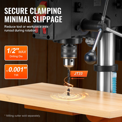 Τρυπάνι πάγκου VEVOR 254mm 10 ιντσών, κινητήρας επαγωγής 6,2A, Μέγιστη ισχύς 550W, Τρυπάνι πάγκου με 510/780/1300/1820/2430 RPM Μεταβλητό Έλεγχος 5 ταχυτήτων, Τραπέζι εργασίας με δυνατότητα κλίσης 0-45°