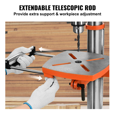 Πρέσα τρυπανιού πάγκου VEVOR 750W, 440-2580 RPM Συνεχώς μεταβλητή ταχύτητα τρυπανιού με ανακλινόμενο τραπέζι εργασίας 0-45°, αιώρηση 12 ιντσών, φως εργασίας LED, τοποθέτηση ακτίνων Χ
