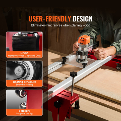 Έλκηθρο δρομολογητή VEVOR, 64 ιντσών, φορητό και εύκολο στη ρύθμιση έλκηθρο ισοπέδωσης πλάκας, DIY έλκηθρο δρομολογητή ξυλουργικής για ισοπέδωση πλακών, πλάνισμα οδηγού πλάκας Jig trimming μηχανή για ισοπέδωση ξύλου, DIY