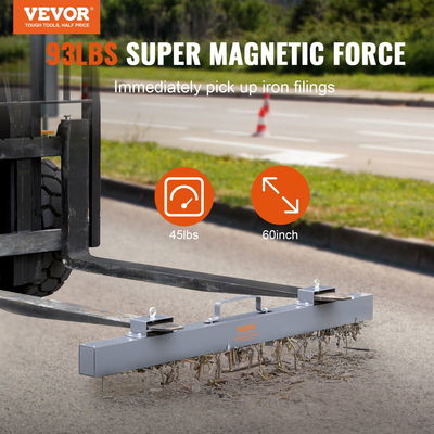 VEVOR Hanging Magnetic Sweeper Pickup Tool, 93lbs Nail Hang-Type Magnetic Forklift Sweeper, Industrial Grade Magnets Ατσάλινο Υλικό κυνηγιού Αξεσουάρ για μάζεμα καρφιών Μπουλόνια Σιδερένια τσιπ μέταλλα