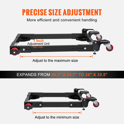 Κινητή βάση VEVOR, χωρητικότητα 1500 λίβρες, Ρυθμιζόμενη από 20,7&quot; x 23,7&quot; έως 28&quot; x 33,5&quot;, Βάση κινητής βάσης γενικής χρήσης βαρέως τύπου με περιστρεφόμενους τροχούς, για εξοπλισμό επεξεργασίας ξύλου, πριονοκορδέλα, ηλεκτρικά εργαλεία, μηχανήματα