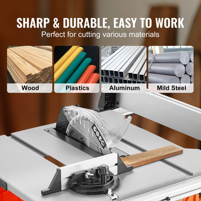VEVOR 10&quot; Επιτραπέζιο Πριόνι Ηλεκτρική Κοπτική Μηχανή 4400RPM 25 ιντσών Χωρητικότητα Ξυλουργικής