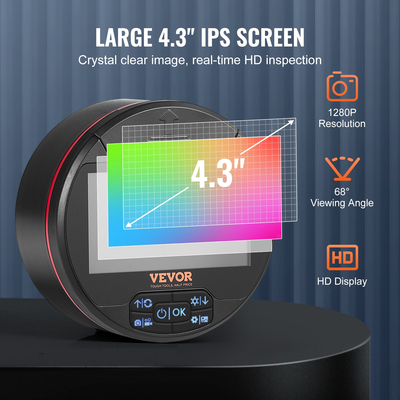 VEVOR Borescope κάμερα ενδοσκοπίου τριπλού φακού με οθόνη IPS 4,3&quot; 8 + 2 φώτα