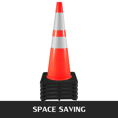 VEVOR 6Pack 36\&quot; Traffic Cones, Safety Road Parking Cone with Black Weighted Base, PVC Orange Traffic Safety Cones, Hazard Cones Reflektive Collars for Construction Traffic Parking
