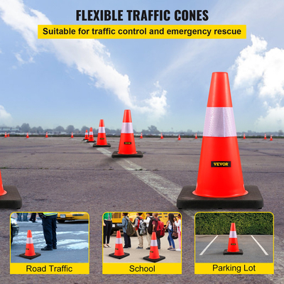 VEVOR Safety Cones Traffic Cones 18&quot; Orange Reflective Collars Road Cones 5 τμχ