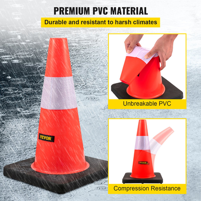 VEVOR Safety Cones Traffic Cones 18&quot; Orange Reflective Collars Road Cones 5 τμχ
