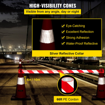 VEVOR Safety Cones Traffic Cones 18&quot; Orange Reflective Collars Road Cones 5 τμχ