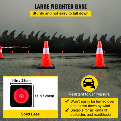 VEVOR Safety Cones Traffic Cones 18&quot; Orange Reflective Collars Road Cones 5 τμχ