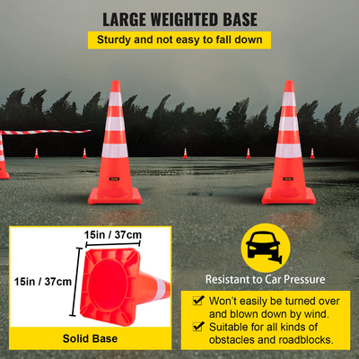 VEVOR Safety Cones Κώνοι κυκλοφορίας 6 x 36&quot; Πορτοκαλί αντανακλαστικοί κώνοι δρόμου