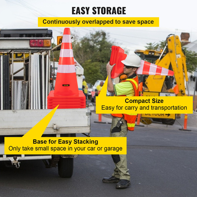 VEVOR Safety Cones Κώνοι κυκλοφορίας 6 x 36&quot; Πορτοκαλί αντανακλαστικοί κώνοι δρόμου