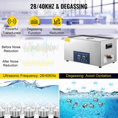 VEVOR 30L Ultrasonic Cleaner Μηχάνημα καθαρισμού υπερήχων διπλής συχνότητας με θερμαντήρα Καθαριστικό κοσμημάτων για ανταλλακτικά Κοσμήματα Δαχτυλίδι γυαλιών Οδοντοστοιχία Πίνακα κυκλώματος εγγραφής 28/40KHz