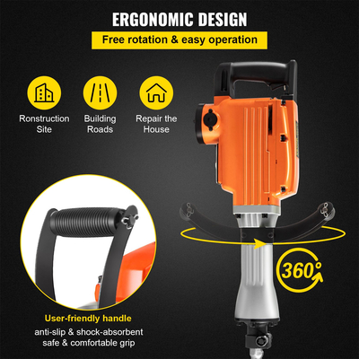 VEVOR Electric Demolition Hammer 2200W Electric Jack Hammer Breaker Ισχυρό σφυρί κατεδάφισης με περιστροφική εργονομική λαβή 360° για σκυρόδεμα