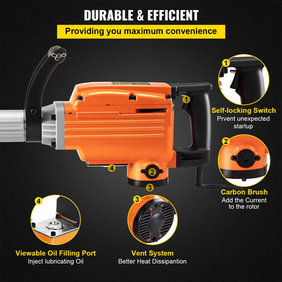 VEVOR Electric Demolition Hammer 2200W Electric Jack Hammer Breaker Ισχυρό σφυρί κατεδάφισης με περιστροφική εργονομική λαβή 360° για σκυρόδεμα