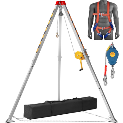 Κιτ τριπόδου VEVOR Confined Space, Βαρούλκο 1200 lbs, Τρίποδα περιορισμένου χώρου 7&#039; πόδια και καλώδιο 98&#039;, Τρίποδα περιορισμένου χώρου διάσωσης 32,8&#039; προστασίας από πτώση, λουρί, τσάντα αποθήκευσης για παραδοσιακούς περιορισμένους χώρους