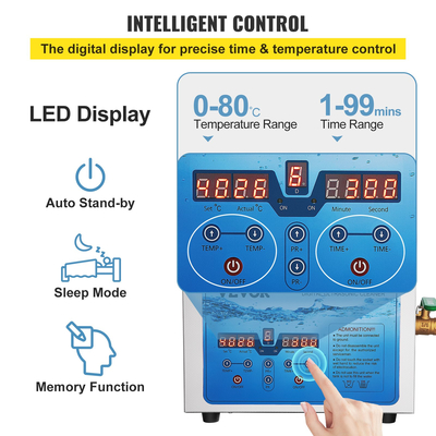 VEVOR Ultrasonic Cleaner, 36KHz~40KHz Ρυθμιζόμενη συχνότητα, 6L 220V, Υπερηχητικό μηχάνημα καθαρισμού με ψηφιακό χρονοδιακόπτη και θερμάστρα, Lab Sonic Cleaner για κέρματα γυαλιών ρολογιών κοσμημάτων, FCC/CE/RoHS