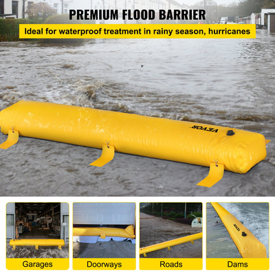 VEVOR Flood Barrier, 12 ft Μήκος x 12 in Height Sandbag εναλλακτική λύση, φράγμα νερού για πλημμύρες με εξαιρετικό αδιάβροχο αποτέλεσμα, επαναχρησιμοποιήσιμοι σωλήνες εκτροπής νερού από PVC, φράγματα πλημμύρας για σπίτι, πόρτα, γκαράζ