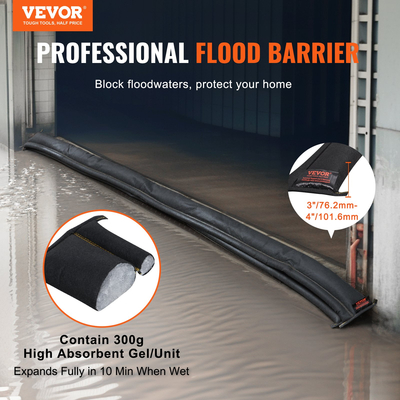 VEVOR Flood Barriers, Water Flood Dam Bag 8 Pack, Water Activated Flood Barriers for Home, Doorway, Driveway (10ft x 6in)