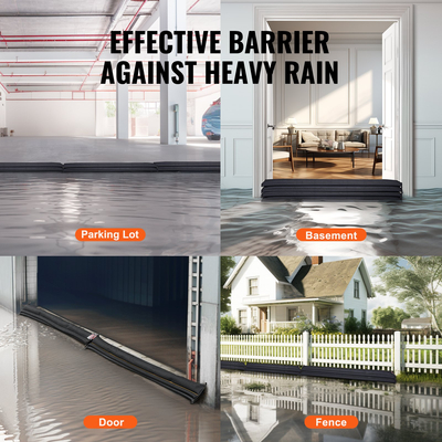 VEVOR Flood Barriers, Water Flood Dam Bag 10 Pack, Water Barriers for Flood Barriers with Plastic Bucket, Water Activated Flood Barriers for Home, Doorway, Driveway (5FT x 6in)