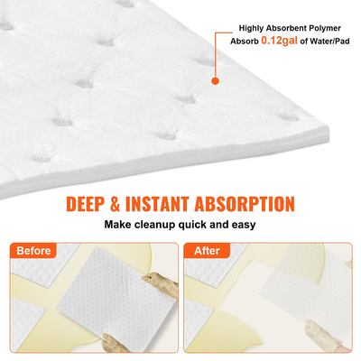 VEVOR Spill Absorbent Pads, Oil Absorbing Mat Absorbs up 20 Gal, 15&quot; L x20&quot; W Απορροφητικό μαξιλαράκι πολυπροπυλενίου μόνο για λάδια, Oil Spill Mats Συσκευασία των 100