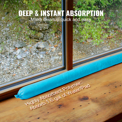 VEVOR Universal Absorbent Sock Water Absorbing Snake 20 Gal 12 τμχ 3&quot; x 47,24